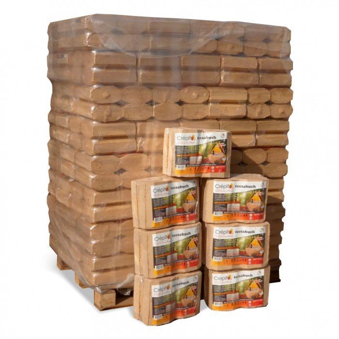 Holzbriketts Tecsabuch Crépito® – 100 % naturbelassen, Palette 1 t