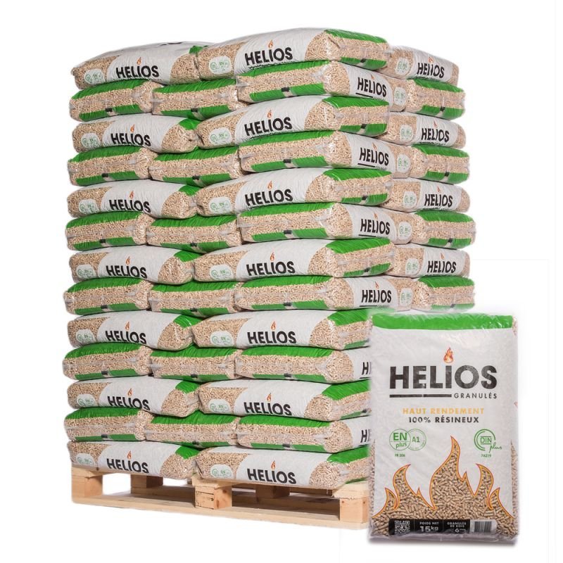 Holzpellets Helios – Palette mit 65 Säcken à 15 kg