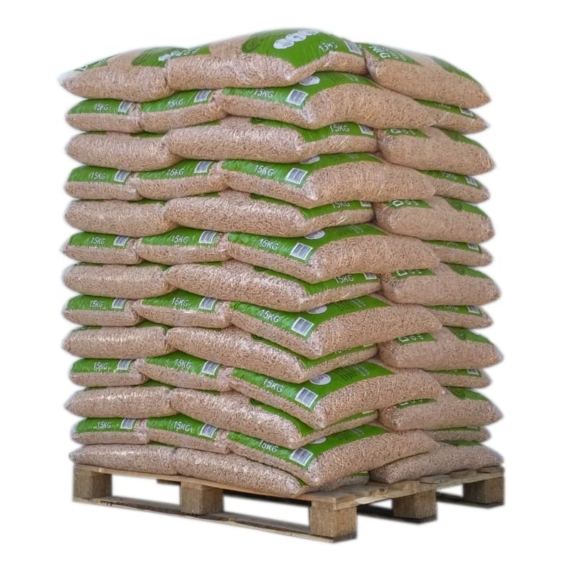 Holzpellets DIN Pellets – Palette mit 65 Säcken à 15 kg